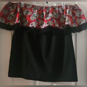 Sugar Skull On Or Off The Shoulders Blouse